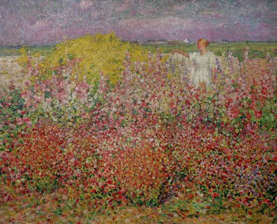 Mevrouw Russell tussen de bloemen op Belle Isle, 1927 door John Russell